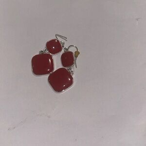 Red hoop earrings
